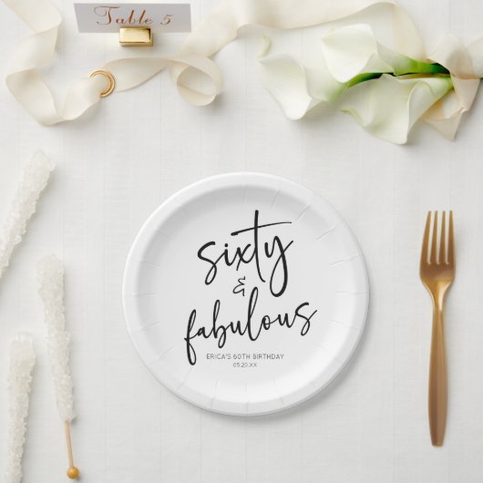 60歳の誕生日ミニマルパーティー ペーパープレート (ウェディング)