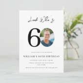 60歳の誕生日モダンシンプル 写真入り 招待状 (スタンド正面)