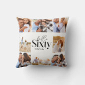 60歳の誕生日モダン黒いコラージュシンプル クッション (裏面)