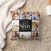 60歳の誕生日モダン黒いコラージュシンプル クッション (ブランケット)