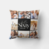 60歳の誕生日モダン黒いコラージュシンプル クッション (裏面)