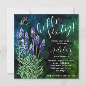 60歳の誕生日ラベンダーの水の色 招待状 (正面)