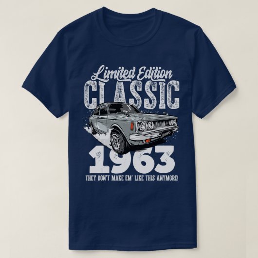 60歳の誕生日ヴィンテージクラシック車1963日60年 Tシャツ (デザイン正面)