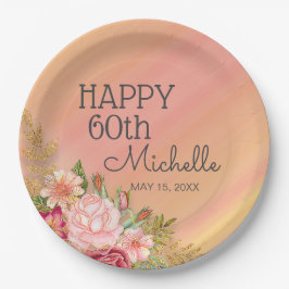 60歳の誕生日会 ピンク レッド フラワー ガーデン ペーパープレート
