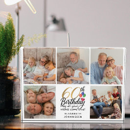 60歳の誕生日写真コラージュスクリプトタイポグラフィー フォトブロック