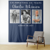 60歳の誕生日写真コラージュ背景バナー タペストリー (インサイチュ)