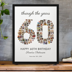 60歳の誕生日写真コラージュ ポスター