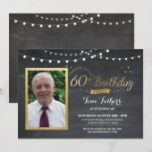 60歳の誕生日写真チョークラスティックゴールド招待状 招待状 (正面/裏面)