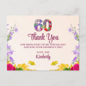 60歳の誕生日感謝していフローラモダン60歳のパーティー ポストカード (正面)