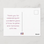 60歳の誕生日感謝していフローラモダン60歳のパーティー ポストカード (裏面)
