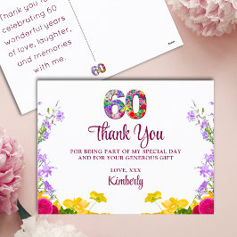 60歳の誕生日感謝していフローラモダン60歳のパーティー ポストカード