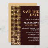 60歳の誕生日招待状日付金ゴールドを保存 招待状 (正面/裏面)