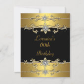 60歳の誕生日招待状 エレガント ブラック ゴールド 招待状 (正面)