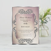 60歳の誕生日招待状　クリームシルバー 招待状 (スタンド正面)