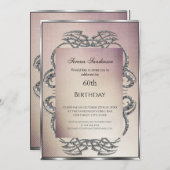 60歳の誕生日招待状　クリームシルバー 招待状 (正面/裏面)