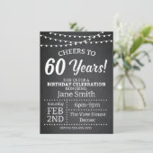 60歳の誕生日招待状 - モノクロ - 乾杯 招待状 (スタンド正面)