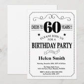 60歳の誕生日招待状 モノクロ 招待状 (正面/裏面)