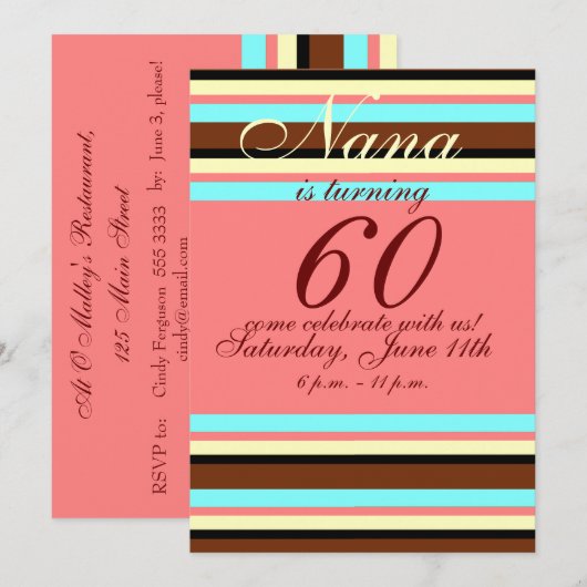 60歳の誕生日招待状 招待状 (正面/裏面)