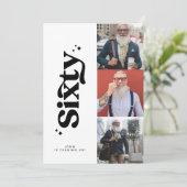 60歳の誕生日招待状 現代的 ミニマル シンプル フォト 招待状 (スタンド正面)