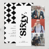 60歳の誕生日招待状 現代的 ミニマル シンプル フォト 招待状 (正面/裏面)