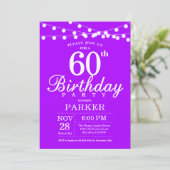60歳の誕生日招待状 紫 ラベンダー 招待状 (スタンド正面)