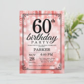 60歳の誕生日招待状 赤いグリッター 招待状 (スタンド正面)