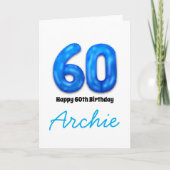 60歳の誕生日数字バルーンカード カード (正面)