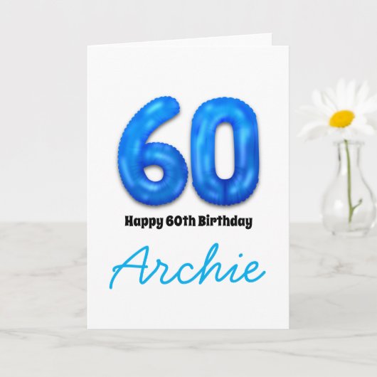 60歳の誕生日数字バルーンカード カード (小さな植物)