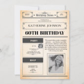 60歳の誕生日新聞 2枚の写真 招待状 (正面)