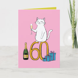 60歳の誕生日猫のお祝い 60年 六十 サンキューカード