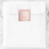 60歳の誕生日赤面バラ金ゴールドグリッタードライブ名 スクエアシール (バッグ)