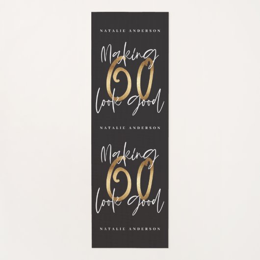 60歳の誕生日金ゴールドと黒いシッモダンク ヨガマット (正面)