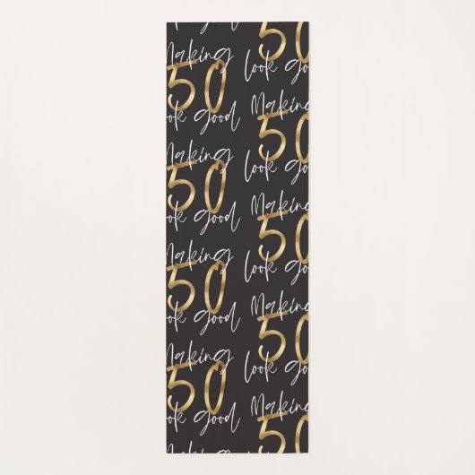 60歳の誕生日金ゴールドと黒いシッモダンク ヨガマット (裏面)