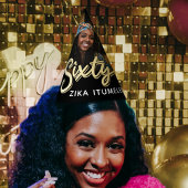 60歳の誕生日金ゴールド黒パーソナライズされた写真名 パーティーハット