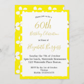 60歳の誕生日黄色シンプルなデイジーゴールドマイルストーン 招待状 (正面/裏面)