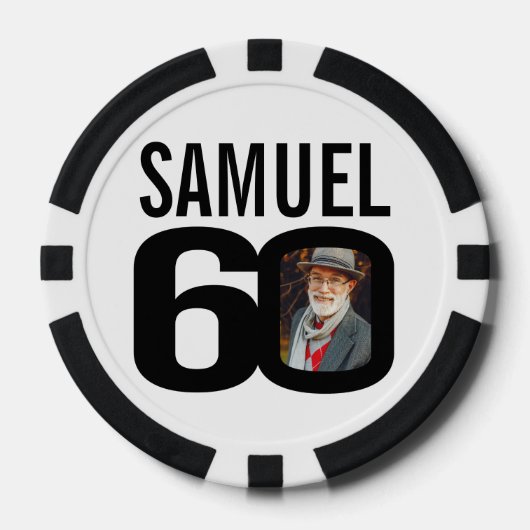 60歳の誕生日2枚カスタムの写真白黒 ポーカーチップ (正面)