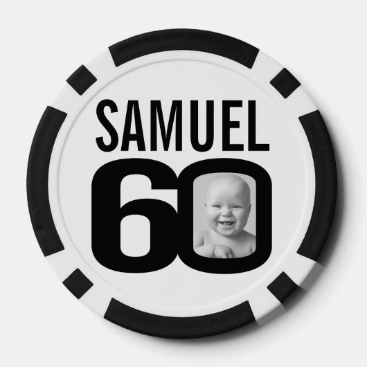 60歳の誕生日2枚カスタムの写真白黒 ポーカーチップ (裏面)