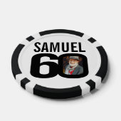 60歳の誕生日2枚カスタムの写真白黒 ポーカーチップ (シングル)