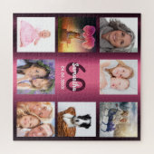 60歳の誕生日60フォトコラージュ女性パープル ジグソーパズル (横)