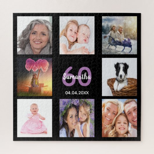 60歳の誕生日60フォトコラージュ黒人女性 ジグソーパズル (縦)