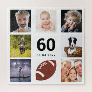 60歳の誕生日60写真コラージュ男の男の白 ジグソーパズル