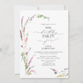 60歳の誕生日 おしゃれ エレガント ワイルドフラワー 花柄 招待状 (正面)