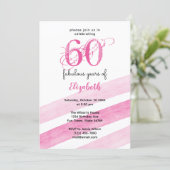 60歳の誕生日 おめでとう ピンク 招待状 (スタンド正面)
