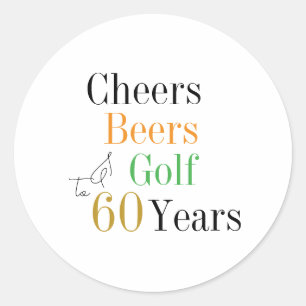60歳の誕生日 お祝いとビール ゴルフ ミニマル ラウンドシール