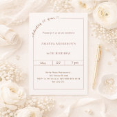 60歳の誕生日 アイボリー シンプル モダン 招待状