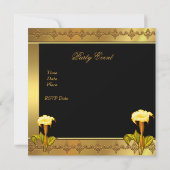 60歳の誕生日 エレガント アジアン ゴールド イエロー フラワーズ 2 招待状 (裏面)