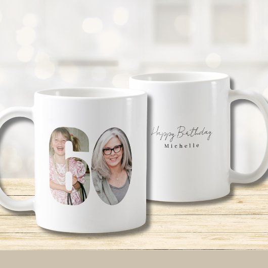 60歳の誕生日 カスタム2枚の写真 コーヒーマグカップ