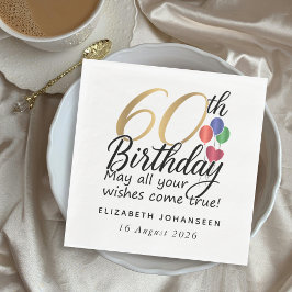 60歳の誕生日 ゴールドスクリプト モダン シックなタイポグラフィ スタンダードランチョンナプキン