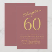 60歳の誕生日 ゴールド ピンク 招待状 (正面/裏面)