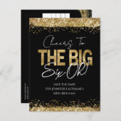 60歳の誕生日 ゴールド ブラック Save the Date ポストカード (正面/裏面)